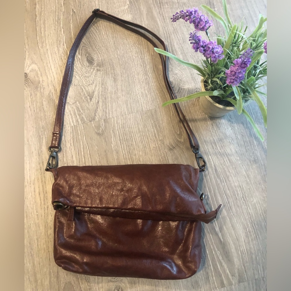 Latico Leather Crossbody Bag. Burgundy color.